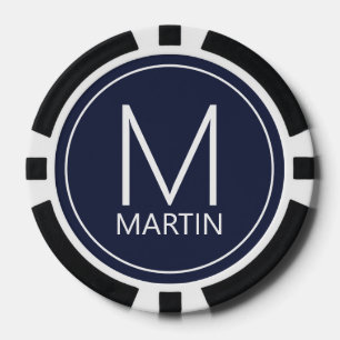 Lot De Jeton De Poker Monogramme et nom personnalisés modernes