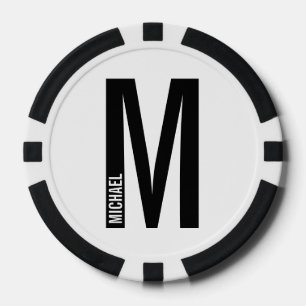 Lot De Jeton De Poker Monogramme et nom personnalisés modernes