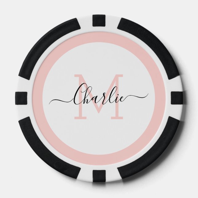 Lot De Jeton De Poker monogramme et nom personnalisés simples (Recto)