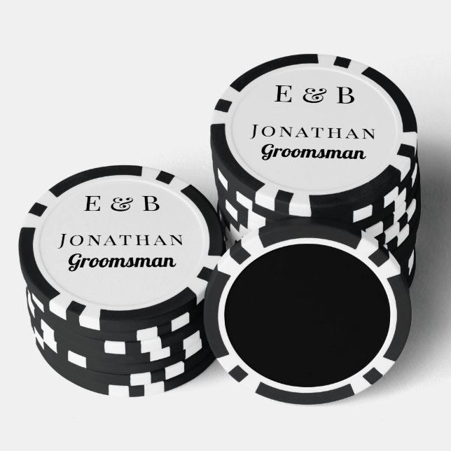 Lot De Jeton De Poker Monogramme Mariage Groomsman Cadeau Personnalisé N (Empiler)