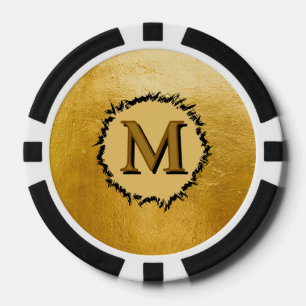Lot De Jeton De Poker Monogramme minimaliste simple personnalisé faux or
