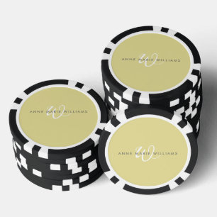 Lot De Jeton De Poker Monogramme moderne Chartreuse blanc en écriture cu