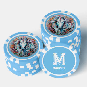 Lot De Jeton De Poker Monogramme, nom et couleur personnalisés Unicorne