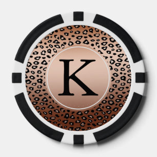 Lot De Jeton De Poker Monogramme ombré impression léopard bronze or