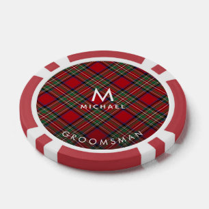 Lot De Jeton De Poker Monogramme Plaid Red Green Stewart Tartan Groomsma