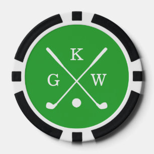 Lot De Jeton De Poker Monogramme vert 3-lettres Club de golf