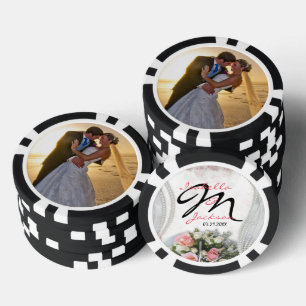 Lot De Jeton De Poker Monogramme Vintage Rose Mariage Keepsaké