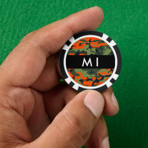 Lot De Jeton De Poker Motif Camouflage orange, Votre nom, Personnaliser