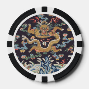 Lot De Jeton De Poker Motif de soie orientale Dragon chinois vintage