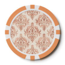 Motif ornemental aquarelle damassé pêche chaud