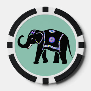 Lot De Jeton De Poker Motifs décoratifs abstraits d'éléphant animal