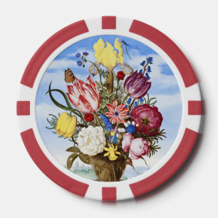 Lot De Jeton De Poker Nature morte florale de l'Âge d'or néerlandais vin