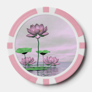 Lot De Jeton De Poker Nénuphars et fleurs de lotus roses - 3D rendent