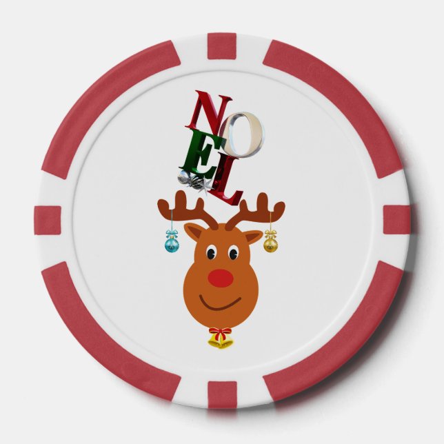 Lot De Jeton De Poker Noel Deer Bells Bauble Rudolf Snowflakes Noël (Recto)