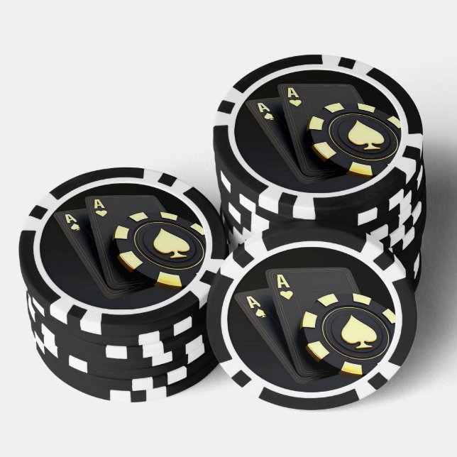 Lot De Jeton De Poker Noir "As" (Empiler)