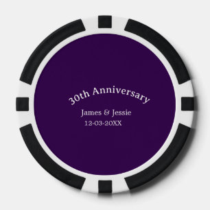 Lot De Jeton De Poker nom de date d'anniversaire de mariage 30 ans simpl