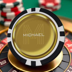 Lot De Jeton De Poker Nom de la pièce d'or Monogramme initial