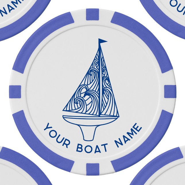 Lot De Jeton De Poker Nom du bateau à voile (Boat name personalized sailing boat poker chips)