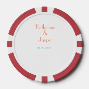 LOT DE JETON DE POKER NOM DU COUPLE PECHE VERT DATE MARIAGE ROMANTIQUE É