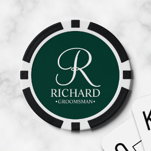Lot De Jeton De Poker Nom et monogramme du Groomsman personnalisé