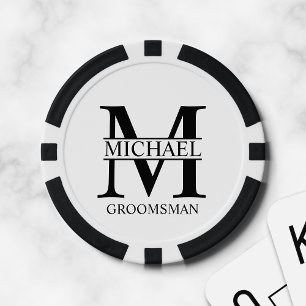 Lot De Jeton De Poker Nom et monogramme du Groomsman personnalisé