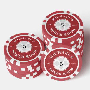 Lot De Jeton De Poker Nom personnalisé Dénomination Red & White Las Vega