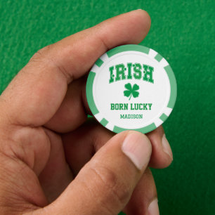 Lot De Jeton De Poker Nom personnalisé Irish Born Lucky