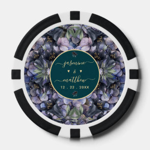Lot De Jeton De Poker Noms de Couple de Mariage Floral Noir Lunatique Cl
