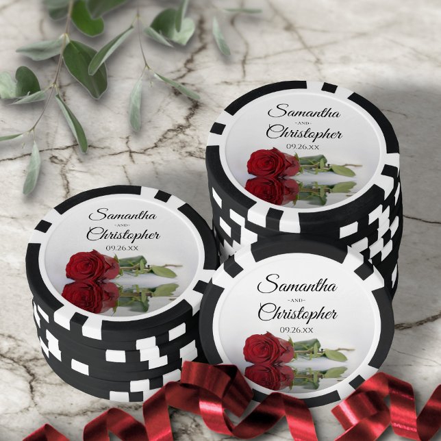 Lot De Jeton De Poker Noms et Mariages du couple de Rose rouge romantiqu (In Situ with Wedding Decor)
