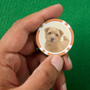 Lot De Jeton De Poker Norfolk Terrier Peinture - Art Chien original