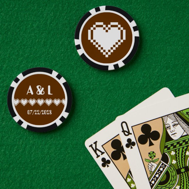 Lot De Jeton De Poker Nos Coeurs 8 bits au chocolat (Table de poker (double))