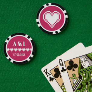 Lot De Jeton De Poker Nos Coeurs 8 bits en framboise