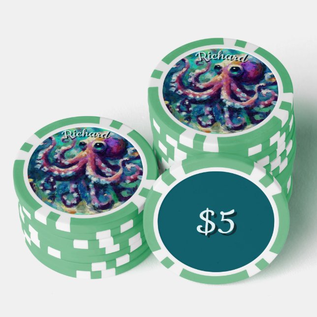 Lot De Jeton De Poker Octopus Plage Nautique Côte Personnalisée (Empiler)