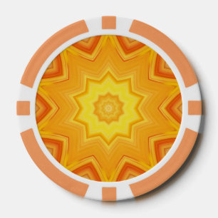 Lot De Jeton De Poker Orange et kaléidoscope abstrait de jaune
