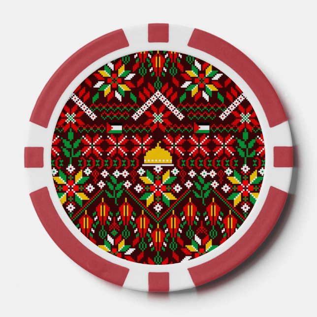 Lot De Jeton De Poker Palestine Tatreez Broderie traditionnelle (Recto)