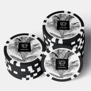 Lot De Jeton De Poker Palm Tree Tropical Feuilles Plage Mariage Faveur