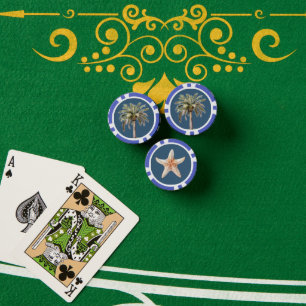 Lot De Jeton De Poker Palmier de plage tropical