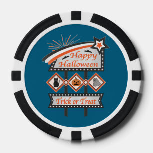 Lot De Jeton De Poker Panneau d'Halloween Vintage rétros - Tricoter ou t