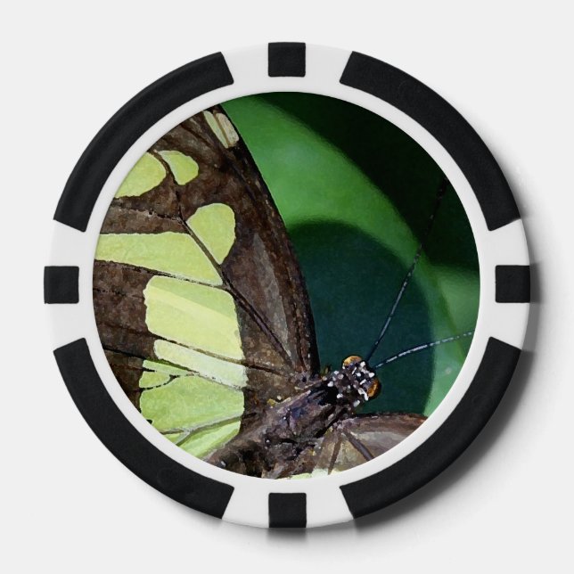 Lot De Jeton De Poker Papillons verts et noirs (Recto)