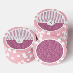 Lot De Jeton De Poker Parties scintillant Chevron de Glam Faux rose