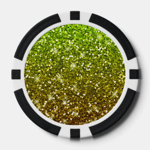 Lot De Jeton De Poker Parties scintillant en or vert clair chatoyantes