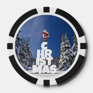 Lot De Jeton De Poker Paysage d'hiver de Noël