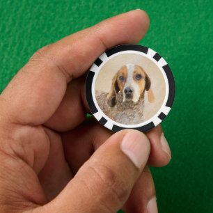Lot De Jeton De Poker Peinture américaine anglaise sur pilon - Chien Art