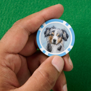 Lot De Jeton De Poker Peinture de berger américaine miniature - Chien Ar