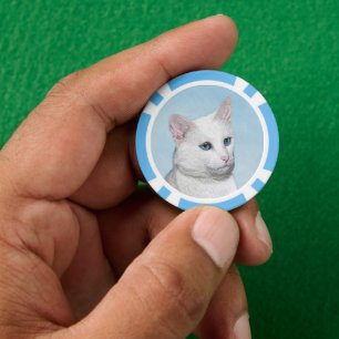 Lot De Jeton De Poker Peinture de chat blanc - Cute Original Cat Art