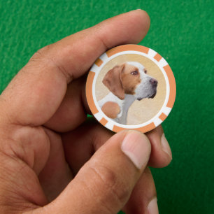 Lot De Jeton De Poker Peinture de pointeur - jolie art original de chien