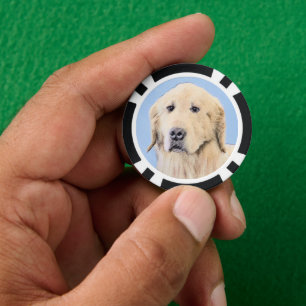 Lot De Jeton De Poker Peinture Golden Retriever - Joli art original chie