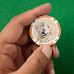 Lot De Jeton De Poker Peinture Golden Retriever - Joli art original chie
