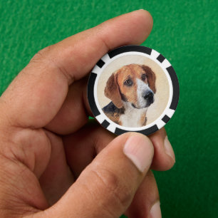 Lot De Jeton De Poker Peinture Harrier - Joli art original chien