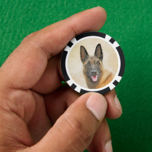 Lot De Jeton De Poker Peinture Malinoise belge - Cute Original Chien Art